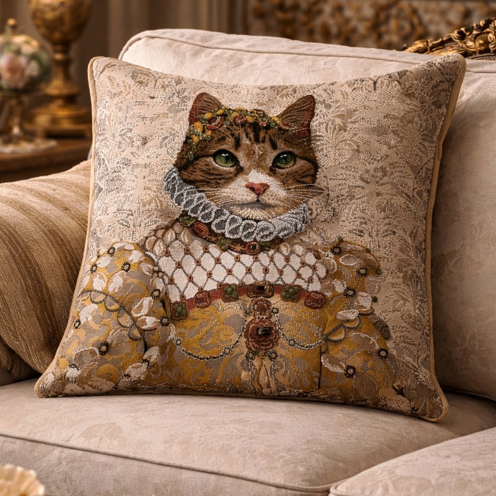 Metrax Craye Cat Tapestry Pillow Cover Grey Cat Sisi 48cm Belgian Novelt